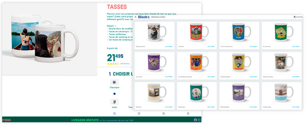 Choix de modèle de tasse